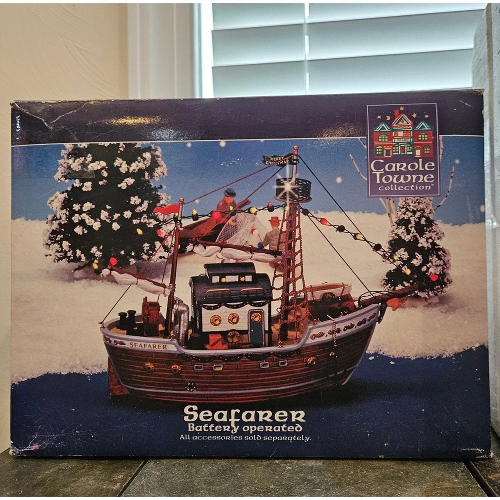 Carole Towne Seafarer Christmas Ship •Nautical Village Boat •Dual Power 2002